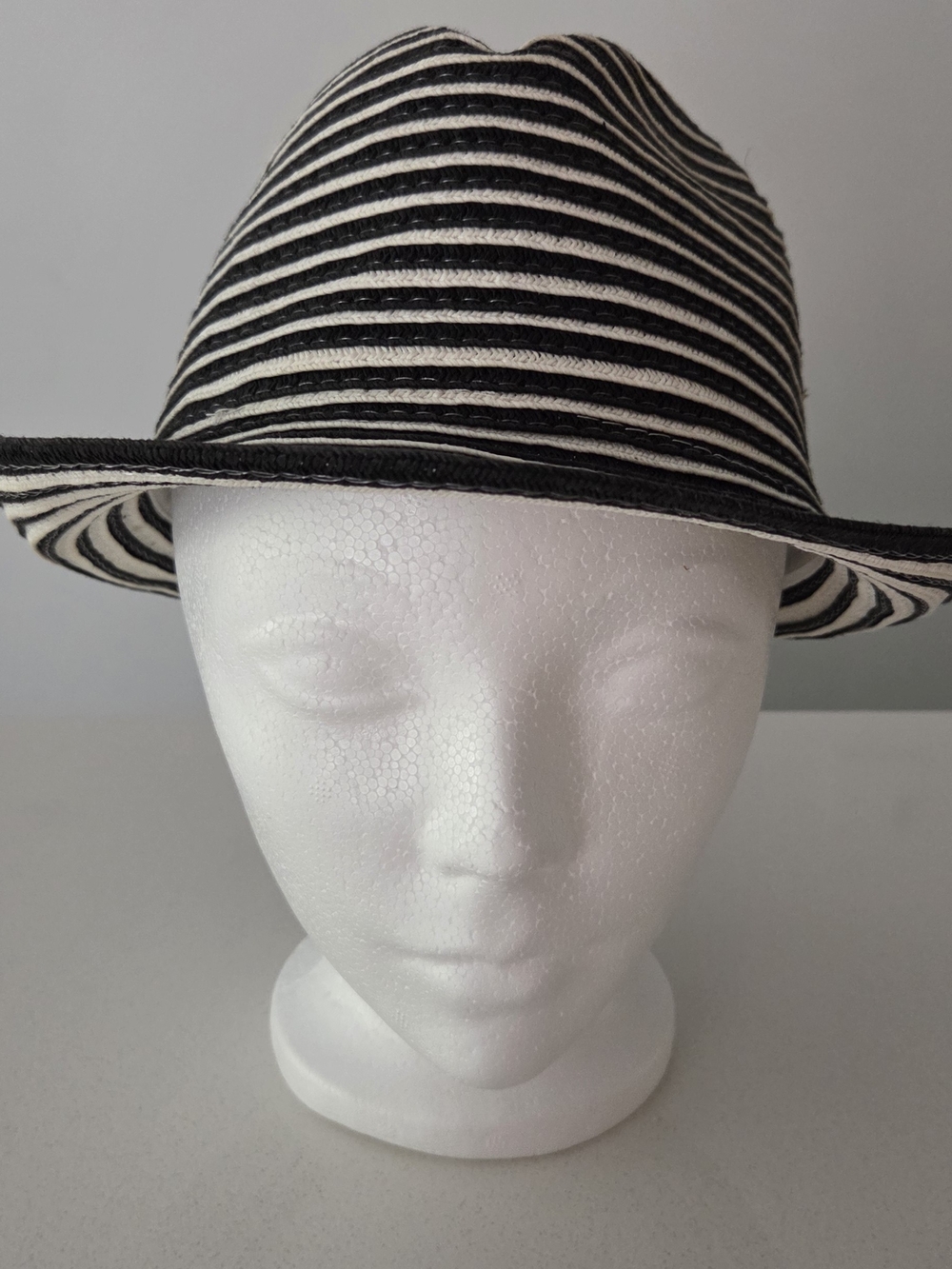 La Vie En Rose Black and White Striped Fedora Hat